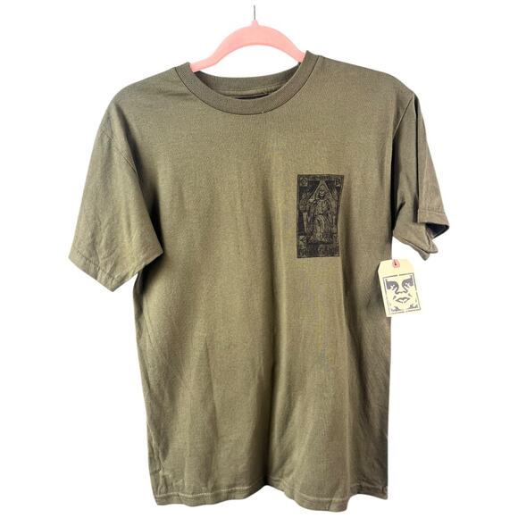 Obey army green black reaper short sleeve tee shirt 100% cotton small NWT - Picture 2 of 4